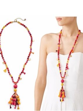 kate spade Pom Pom Beaded Tassel Necklace & Earrings